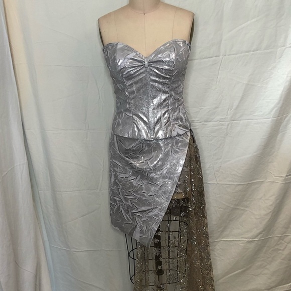Party dresscustom print Genuine lamb skin